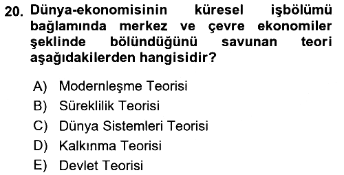 Siyaset Sosyolojisi 2020-2021 Yaz Okulu Sınavı - 20. soru