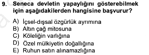 Siyasi Düşünceler Tarihi 2012-2013 Ara Sınav - 9. soru