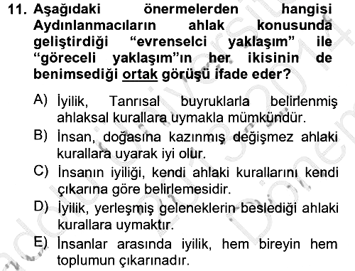 Siyasi Düşünceler Tarihi 2013-2014 Dönem Sonu Sınavı - 11. soru
