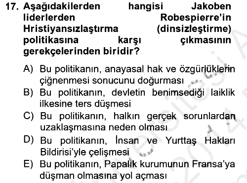 Siyasi Düşünceler Tarihi 2013-2014 Dönem Sonu Sınavı - 17. soru
