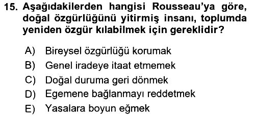 Siyasi Düşünceler Tarihi 2018-2019 Dönem Sonu Sınavı - 15. soru