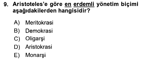 Siyasi Düşünceler Tarihi 2020-2021 Yaz Okulu Sınavı - 9. soru
