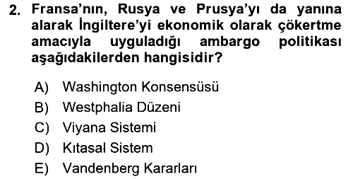 Siyasi Tarih 2016-2017 Ara Sınav - 2. soru