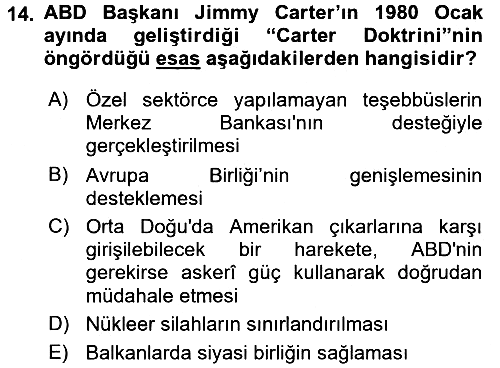 Siyasi Tarih 2018-2019 Dönem Sonu Sınavı - 14. soru
