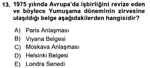 Siyasi Tarih 2022-2023 Yaz Okulu Sınavı - 13. soru