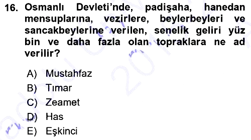 Türk İdare Tarihi 2015-2016 Ara Sınav - 16. soru