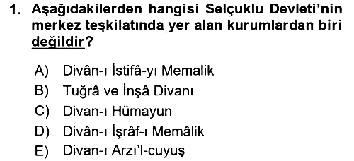 Türk İdare Tarihi 2016-2017 Ara Sınav - 1. soru