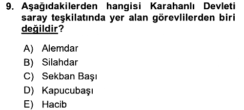Türk İdare Tarihi 2017-2018 Ara Sınav - 9. soru