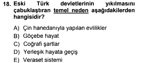 Türk İdare Tarihi 2012-2013 Dönem Sonu Sınavı - 18. soru