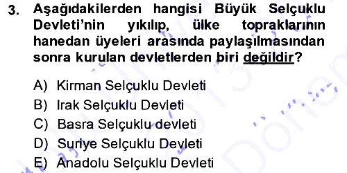 Türk İdare Tarihi 2013-2014 Dönem Sonu Sınavı - 3. soru