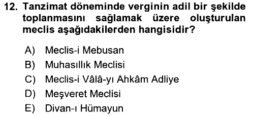 Türk İdare Tarihi 2017-2018 Dönem Sonu Sınavı - 12. soru