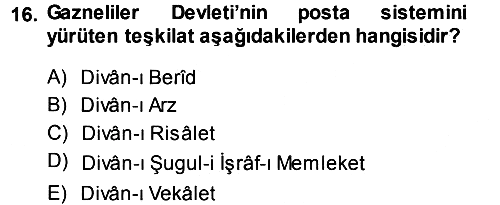 Türk İdare Tarihi 2014-2015 Tek Ders Sınavı - 16. soru