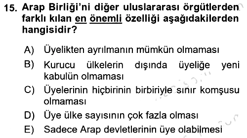 Uluslararası Örgütler 2018-2019 3 Ders Sınavı - 15. soru