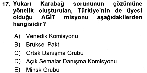 Uluslararası Örgütler 2017-2018 Ara Sınav - 17. soru