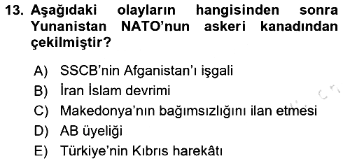 Uluslararası Örgütler 2025-2026 Ara Sınav - 13. soru