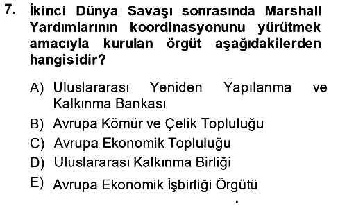 Uluslararası Örgütler 2014-2015 Dönem Sonu Sınavı - 7. soru