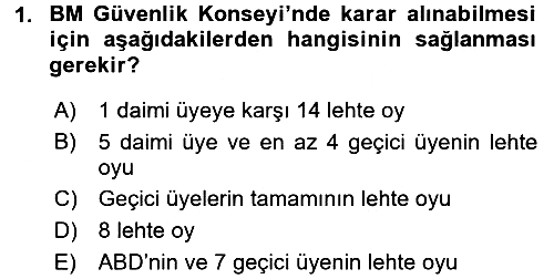 Uluslararası Örgütler 2015-2016 Dönem Sonu Sınavı - 1. soru