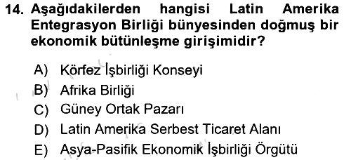 Uluslararası Örgütler 2015-2016 Dönem Sonu Sınavı - 14. soru