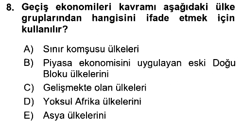 Uluslararası Örgütler 2018-2019 Dönem Sonu Sınavı - 8. soru
