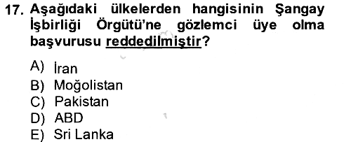 Uluslararası Örgütler 2013-2014 Tek Ders Sınavı - 17. soru