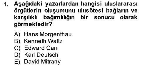 Uluslararası Örgütler 2014-2015 Tek Ders Sınavı - 1. soru