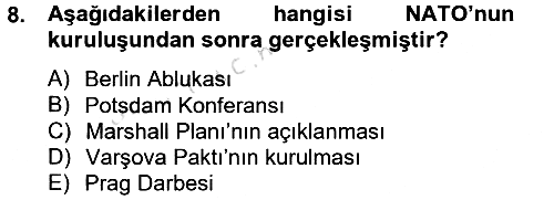 Uluslararası Örgütler 2014-2015 Tek Ders Sınavı - 8. soru