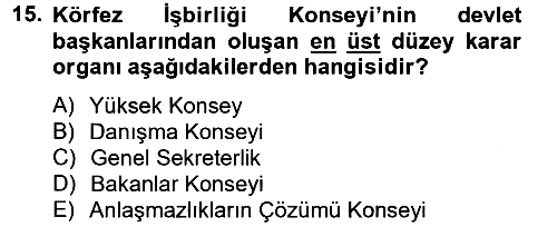 Uluslararası Örgütler 2014-2015 Tek Ders Sınavı - 15. soru