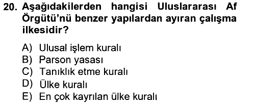 Uluslararası Örgütler 2014-2015 Tek Ders Sınavı - 20. soru
