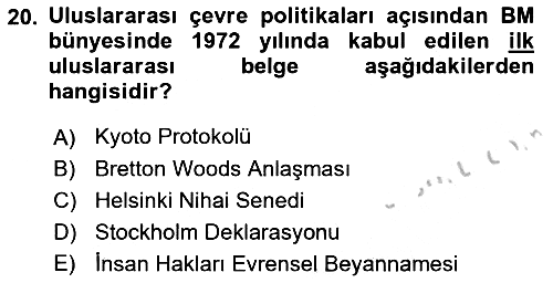 Uluslararası Örgütler 2018-2019 Yaz Okulu Sınavı - 20. soru