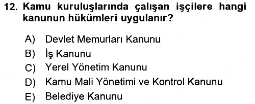 Yerel Yönetimler 2016-2017 3 Ders Sınavı - 12. soru