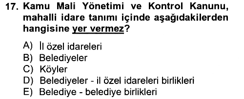 Yerel Yönetimler 2012-2013 Ara Sınav - 17. soru