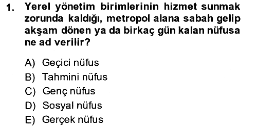 Yerel Yönetimler 2014-2015 Ara Sınav - 1. soru