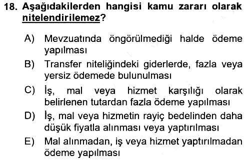 Yerel Yönetimler 2017-2018 Ara Sınav - 18. soru