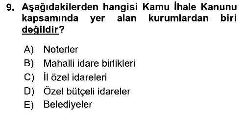 Yerel Yönetimler 2020-2021 Ara Sınav - 9. soru