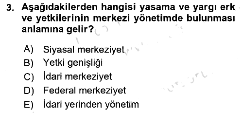 Yerel Yönetimler 2023-2024 Ara Sınav - 3. soru
