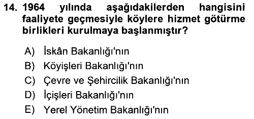 Yerel Yönetimler 2024-2025 Ara Sınav - 14. soru