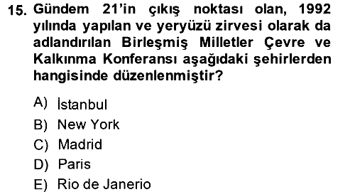Yerel Yönetimler 2014-2015 Dönem Sonu Sınavı - 15. soru