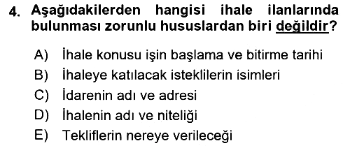 Yerel Yönetimler 2025-2026 Dönem Sonu Sınavı - 4. soru