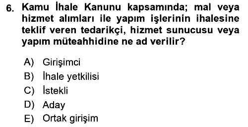 Yerel Yönetimler 2021-2022 Yaz Okulu Sınavı - 6. soru