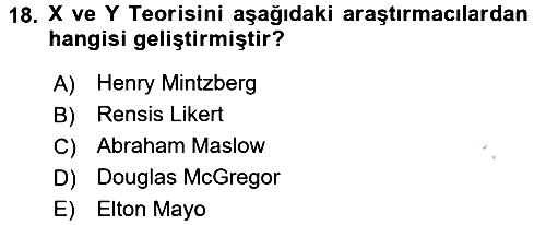 Yönetim Bilimi 1 2016-2017 3 Ders Sınavı - 18. soru