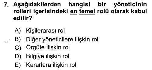 Yönetim Bilimi 1 2023-2024 Ara Sınav - 7. soru