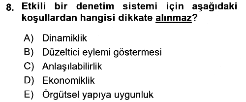 Yönetim Bilimi 1 2017-2018 Dönem Sonu Sınavı - 8. soru