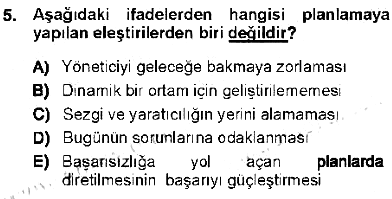 Yönetim Bilimi 1 2012-2013 Tek Ders Sınavı - 5. soru