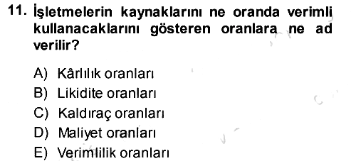 Yönetim Bilimi 1 2013-2014 Tek Ders Sınavı - 11. soru