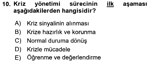 Yönetim Bilimi 2 2015-2016 Dönem Sonu Sınavı - 10. soru