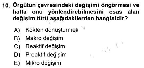 Yönetim Bilimi 2 2021-2022 Dönem Sonu Sınavı - 10. soru