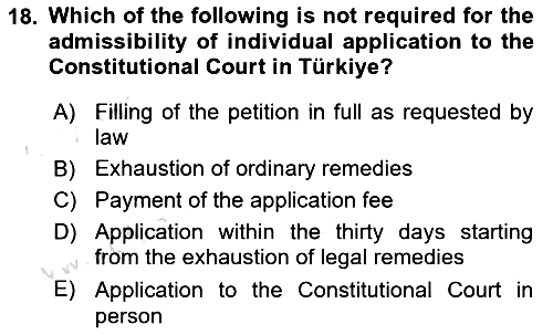 Constitutional Law 2022-2023 Ara Sınav - 18. soru