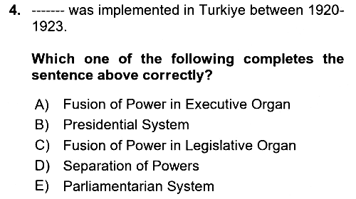 Constitutional Law 2023-2024 Yaz Okulu Sınavı - 4. soru