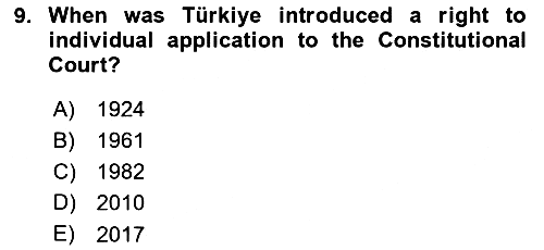 Constitutional Law 2023-2024 Yaz Okulu Sınavı - 9. soru