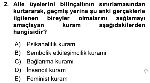 Aile Ve Çocukla Sosyal Hizmet 2018-2019 Yaz Okulu Sınavı - 2. soru